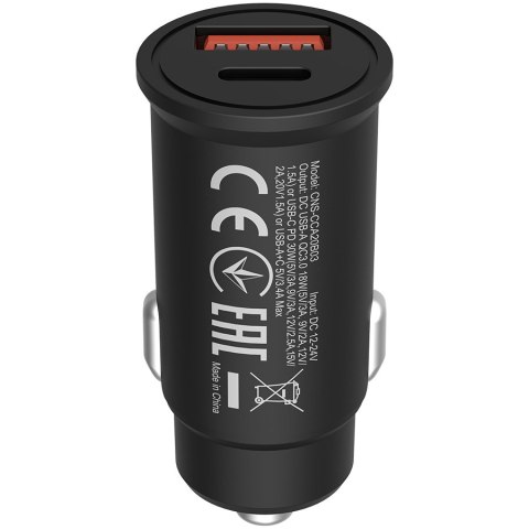 CANYON Ładowarka samoch. C-20-03 PD30W QC3.0 USB-C USB-A Czarna