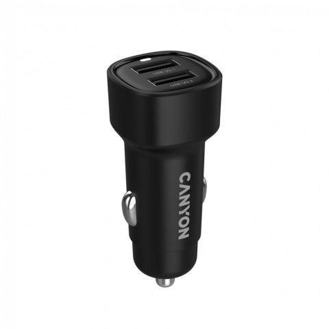 CANYON Ładowarka samochodowa OnDrive 24 24W 2xUSB-A czarna