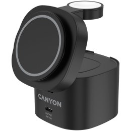 CANYON Stacja ładująca 4w1 bezprzew. 30W z ładowarką 65W czarna