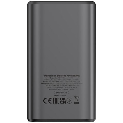 CANYON Powerbank OnPower 130 TFT 10000 mAh PD30W Grafitowy