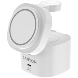 CANYON Stacja ładująca 4w1 bezprzew. 30W z kablem 1m biała