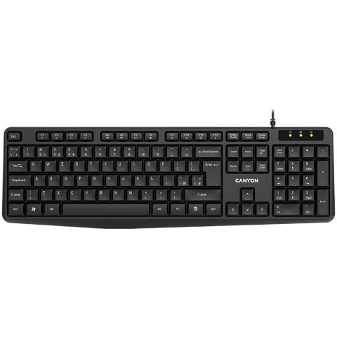 CANYON Klawiatura KB-1 Przewodowa EN/ES Czarna