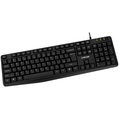 CANYON Klawiatura KB-1 Przewodowa EN/ES Czarna