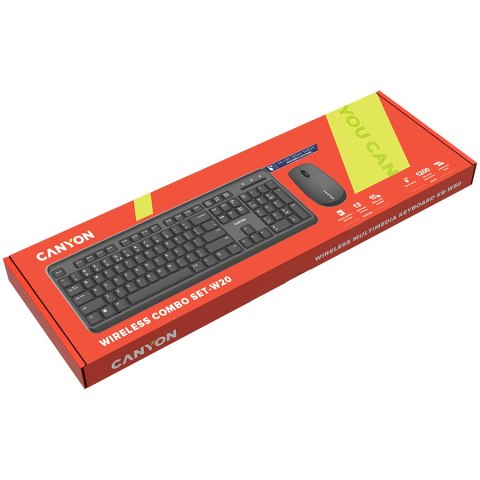 CANYON Zestaw klawiatura + mysz SET-W20 UK/US Bezprz. Czarny