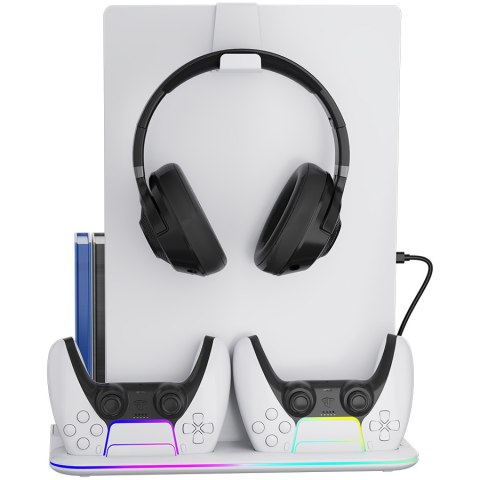 CANYON Podstawka chłodząca CS-51 RGB PS5 Slim/DE Ładowanie Biała