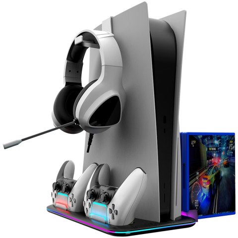 CANYON Podstawka chłodząca CS-51 RGB PS5 Slim/DE Ładowanie Czarna
