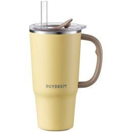 BUYDEEM Kubek termiczny ze słomką 700 ml, DS57, Mellow Yellow