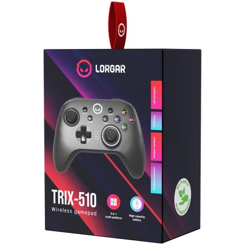 LORGAR Gamepad TRIX-510, Bezprzewodowy, Czarny
