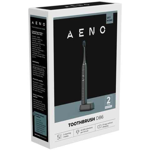 AENO DB6 Szczoteczka soniczna 46000 RPM 5 trybów 40 dni IPX7 czarna
