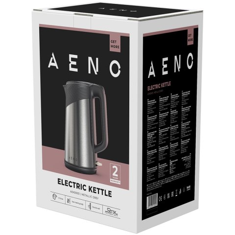 AENO EK3 Czajnik 1,7L podwójne ścianki, Strix metaliczny szary