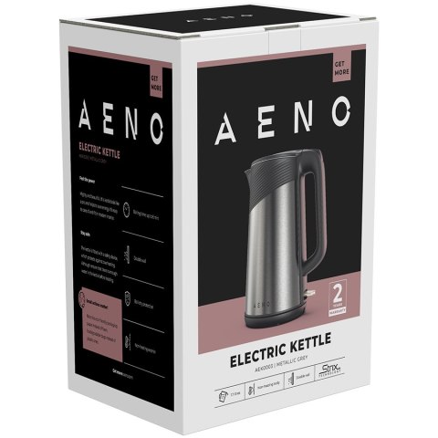 AENO EK3 Czajnik 1,7L podwójne ścianki, Strix metaliczny szary
