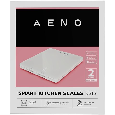 AENO KS1S Waga kuchenna Smart Bluetooth do 8 kg szklana biała