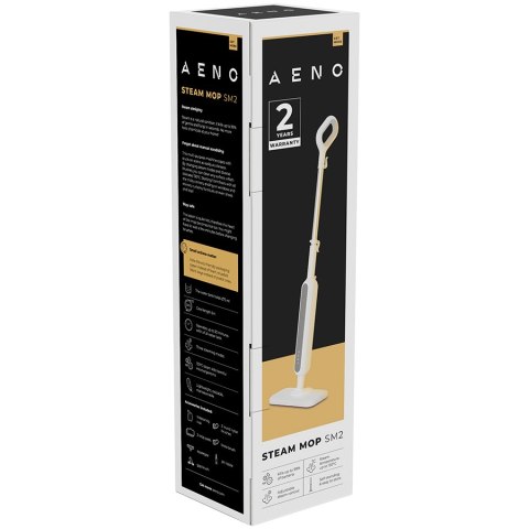 AENO SM2 Mop parowy 1200W 3 tryby 130°C 275 ml funkcja samostania biały