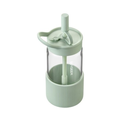 BUYDEEM Szklana butelka ze słomką 550ml, DG425, Cozy Greenish