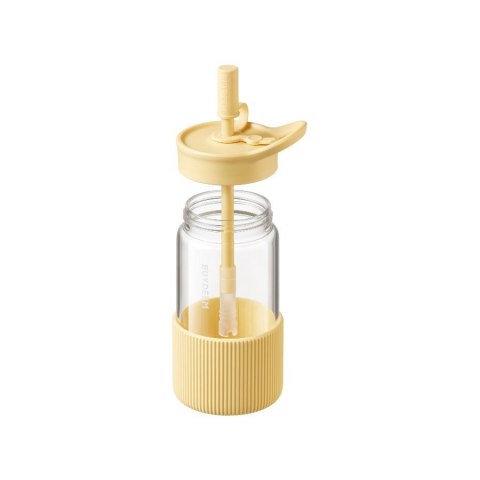 BUYDEEM Szklana butelka ze słomką 550ml, DG425, Mellow Yellow