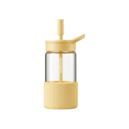 BUYDEEM Szklana butelka ze słomką 550ml, DG425, Mellow Yellow