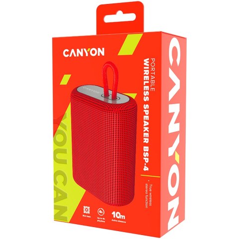 CANYON Głośnik Bluetooth BSP-4 5W Radio FM Czerwony
