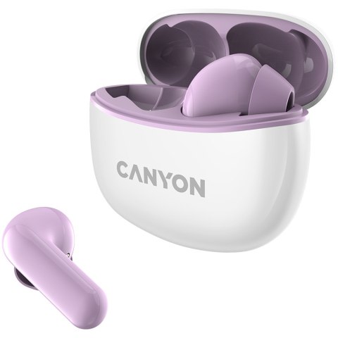 CANYON Słuchawki dokanałowe TWS-5 Etui Fioletowe