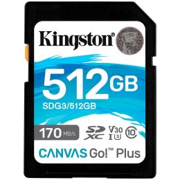 Kingston 512GB SDXC Canvas Go Plus 170R C10 UHS-I U3 V30