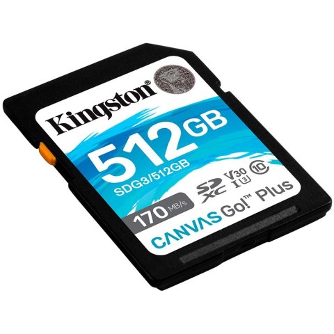 Kingston 512GB SDXC Canvas Go Plus 170R C10 UHS-I U3 V30