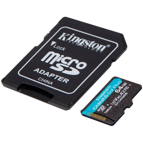 Kingston 64GB microSDXC Canvas Go Plus Gen4 200MB/s A2 U3 V30 Card + Adapter