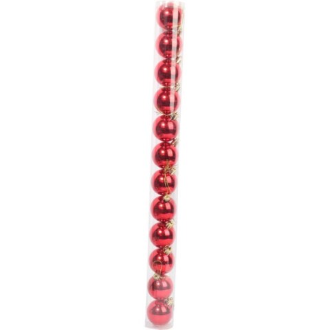 Komplet 12 Czerwonych Plastikowych Bombek Bożonarodzeniowych 5 cm