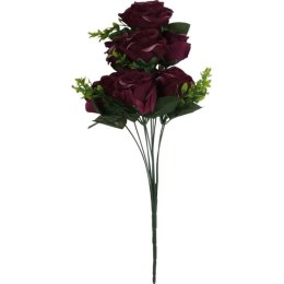 Bukiet 11 róż z bukszpanem 54 cm BORDOWY