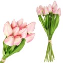 Bukiet 12 TULIPANÓW W PĘCZKU Z RAFIĄ 32 cm jasno różowe