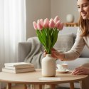 Bukiet 12 TULIPANÓW W PĘCZKU Z RAFIĄ 32 cm jasno różowe