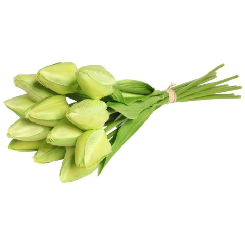 Bukiet 12 TULIPANÓW W PĘCZKU Z RAFIĄ 32 cm jasno różowe