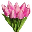 Bukiet 12 TULIPANÓW W PĘCZKU Z RAFIĄ 32 cm różowe