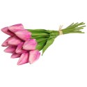 Bukiet 12 TULIPANÓW W PĘCZKU Z RAFIĄ 32 cm różowe