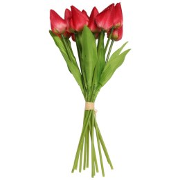 Bukiet 12 TULIPANÓW W PĘCZKU Z RAFIĄ 32 cm