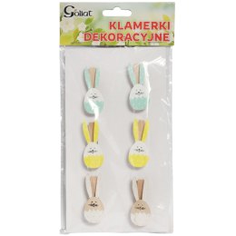 Klamerki drewniane spinacze mini z zajączkiem w 6 szt.