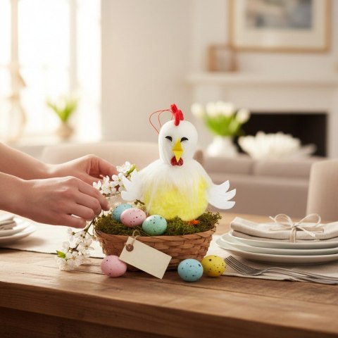 Kurka pluszowa zawieszka Ozdoba Wielkanocna Figurka 11 cm żółta