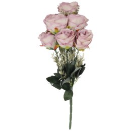 BUKIET 12 RÓŻ Z DODATKAMI sztuczne kwiaty do wazonu KOMPOZYCJA różowa 48 cm