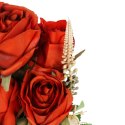 BUKIET 9 RÓŻ Z DODATKAMI sztuczne kwiaty do wazonu KOMPOZYCJA czerwona 46 cm