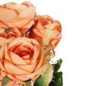 BUKIET 9 RÓŻ Z DODATKAMI sztuczne kwiaty do wazonu KOMPOZYCJA pomarańczowa 46 cm