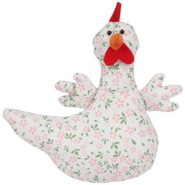 KURA OZDOBA Z MATERIAŁU W KWIATKI KURA FOLKLOR WIELKANOC RÓŻOWA 25 CM