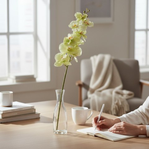 STORCZYK ORCHIDEA GAŁĄZKA 9 KWIATÓW 105 CM PASTELOWA LIMONKA
