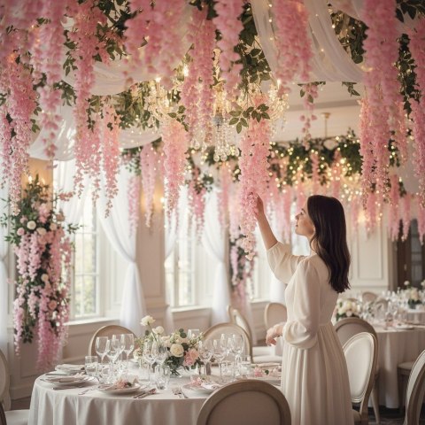 Wisteria Sztuczne Kwiaty Girlanda Glicynia Kwiaty Wiszące Balkon Taras Ślub różowa