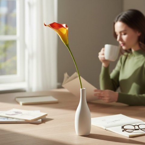 KALIA CALLA SILIKON GAŁĄZKA SZTUCZNA pomarańczowo-żółta 67 cm
