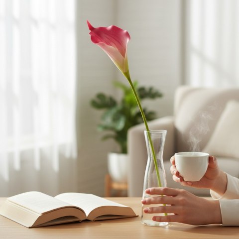 KALIA CALLA SILIKON GAŁĄZKA SZTUCZNA pomarańczowo-żółta 67 cm