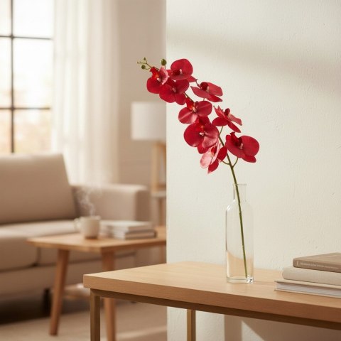 STORCZYK sztuczne kwiaty do wazonu GAŁĄZKA ORCHIDEA czerwona 100 cm