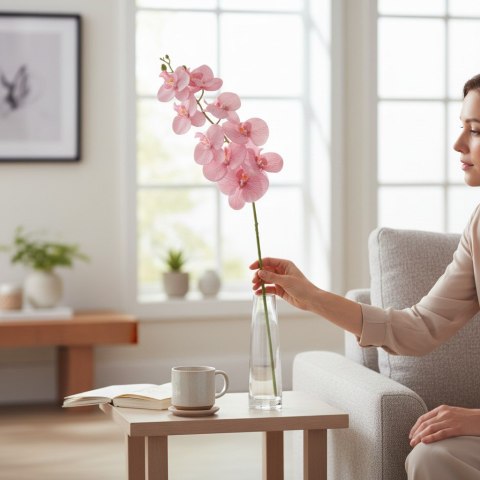 STORCZYK sztuczne kwiaty do wazonu GAŁĄZKA ORCHIDEA różowa 100 cm