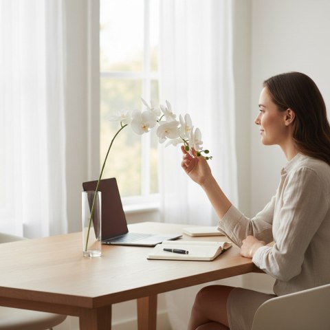 STORCZYK sztuczne kwiaty do wazonu GAŁĄZKA ORCHIDEI biała 100 cm