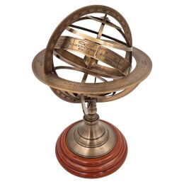 Astrolabium Sferyczne Mosiężne na Drewnianej Podstawie Duże 28 cm - NC1913