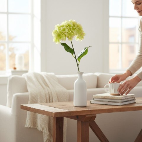 HORTENSJA KWIAT SZTUCZNY do wazonu zielona 72 cm