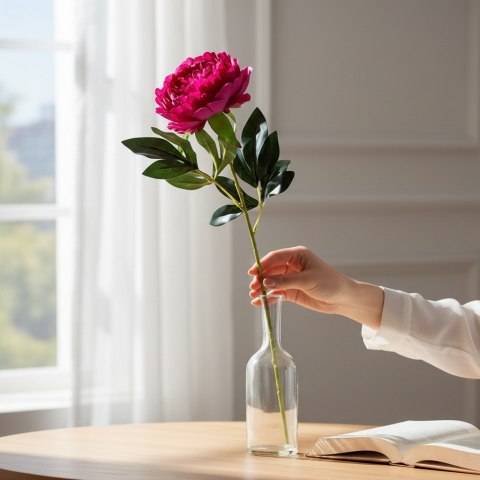 PIWONIA KWIAT SZTUCZNY do wazonu bordowa PEONIA 72
