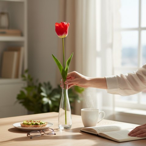 TULIPAN KWIAT SZTUCZNY do wazonu czerwony 65 cm